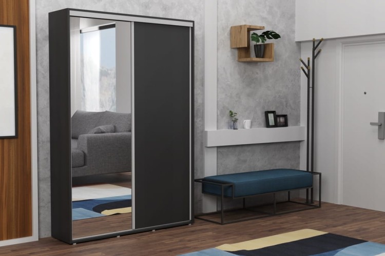 szafa korytarzowa-przesuwna-zuza-Czarny-242cm x 45 cm głębokość x 11 szerokości do wyboru -front-lustro-rączki aluminium.jpg