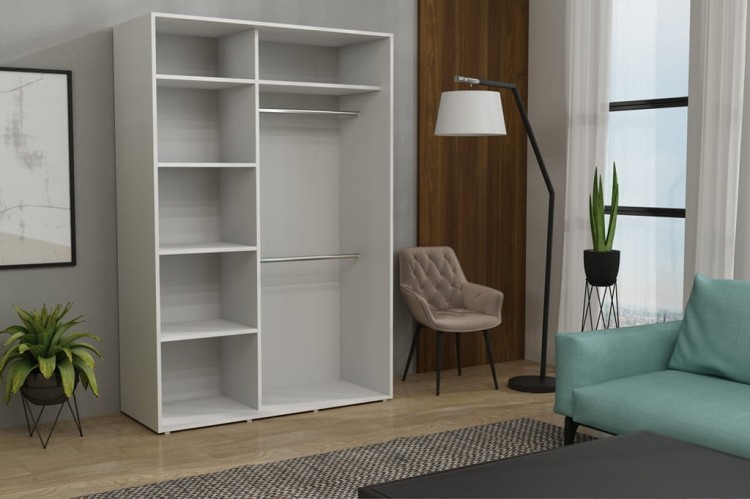 Szafa Iga 242 cm – wnętrze lustrzane, półki po lewej i drążek po prawej, drzwi przesuwne.jpg
