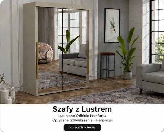Szafa przesuwna z lustrem do sypialni lub przedpokoju, optycznie powiększająca wnętrze.