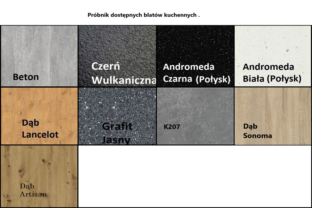 Próbnik kolorów blatów kuchennych