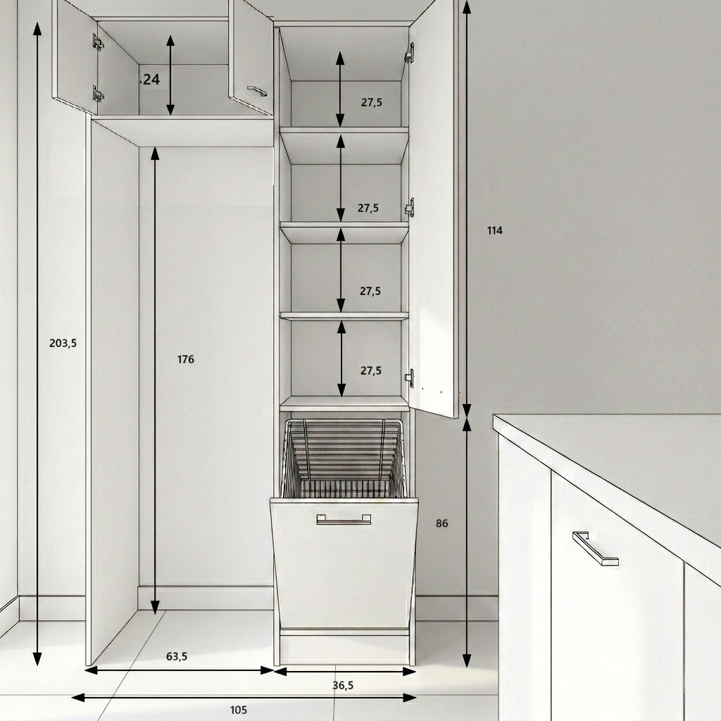 Wymiary DUO XL zabudowa pralki i suszarki